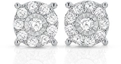 9ct White Gold Diamond Stud Earrings