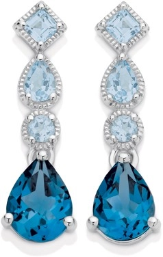 9ct White Gold London Sky Blue Topaz Earrings