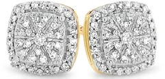 9ct Yellow Gold Diamond Cushion Stud Earrings