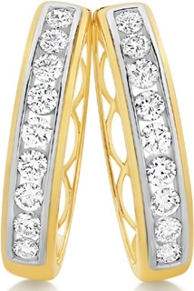 Alora 10ct Gold 1 Carat TW Lab Grown Diamond Huggie Earrings