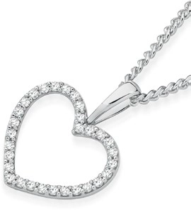 Exquisites 9ct White Gold Diamond Heart Pendant