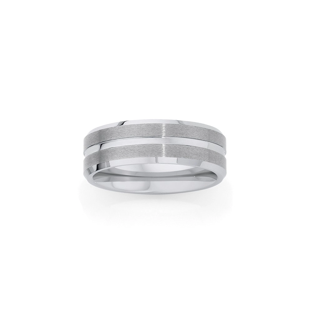 M+Y Tungsten Carbide Satin Line Men's Ring