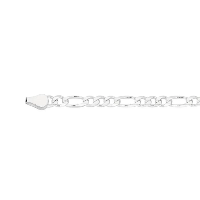 Sterling Silver 19cm 3+1 Figaro Bracelet