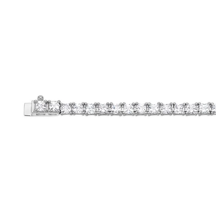 Sterling Silver 19cm 3mm Square Cubic Zirconia Tennis Bracelet