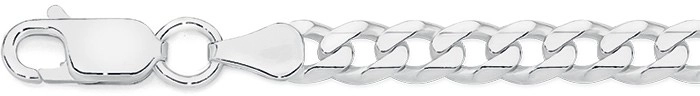 Sterling Silver 19cm Bevelled $ Concave Curb Bracelet