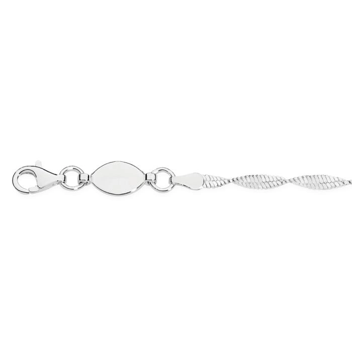 Sterling Silver 19cm Fine Twist Serpentine Bracelet