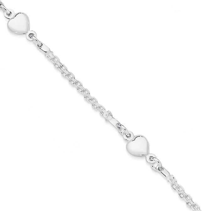 Sterling Silver 19cm Hearts Bracelet