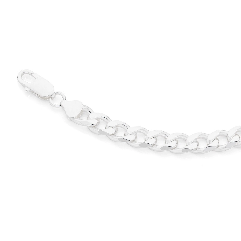 Sterling Silver 23cm Solid Bevelled Curb Men's Bracelet