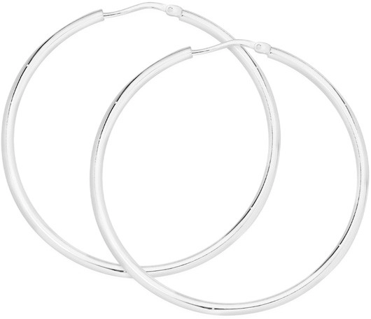 Sterling Silver 2X60mm Gypsy Hoop Earrings