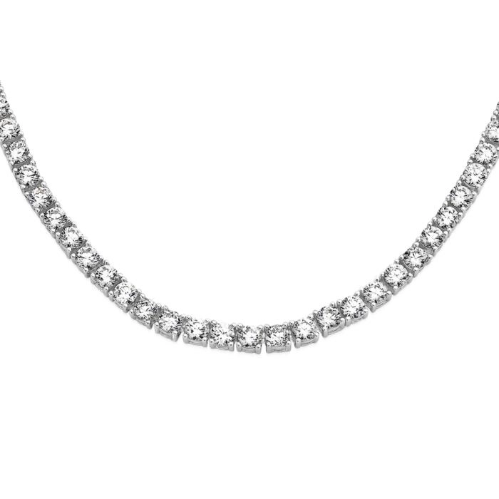 Sterling Silver 40cm 3mm Round Cubic Zirconia Evening Choker Necklet