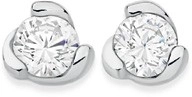 Sterling Silver 4mm Cubic Zirconia Swirl Set Studs