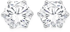 Sterling Silver 5mm Cubic Zirconia Studs in Elegant 6 Claw Setting