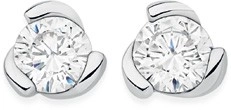 Sterling Silver 5mm Cubic Zirconia Swirl Set Studs