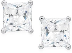 Sterling Silver 5mm Princess-Cut Cubic Zirconia Studs Earrings