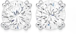 Sterling Silver 6.5mm Cubic Zirconia 4 Double Claw Stud Earrings