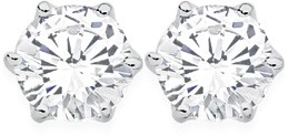 Sterling Silver 7mm Cubic Zirconia Studs in Elegant 6 Claw Setting