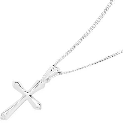 Sterling Silver Bevel Centre Cross Pendant