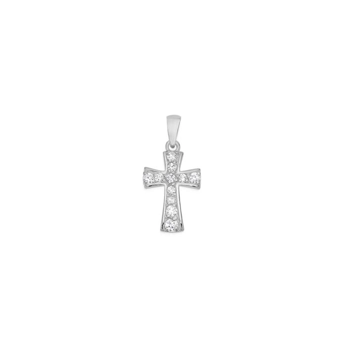 Sterling Silver Cubic Zirconia Fancy Cross Pendant