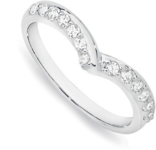 Sterling Silver Cubic Zirconia V-Shape Band