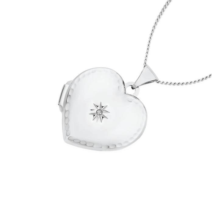 Sterling Silver Diamond Heart Locket