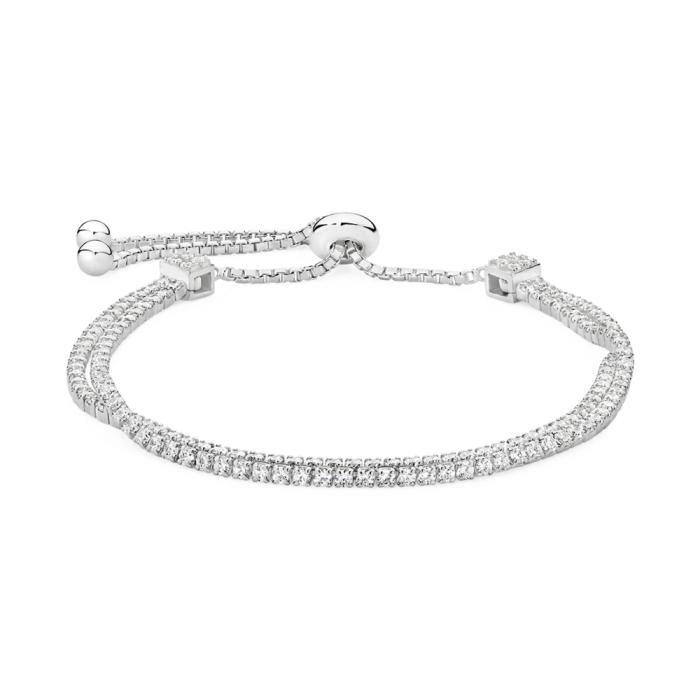 Sterling Silver Double Strand Cubic Zirconia Friendship Bracelet