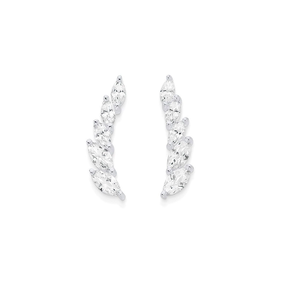 Sterling Silver Marquise Cubic Zirconia Earcurve Earrings