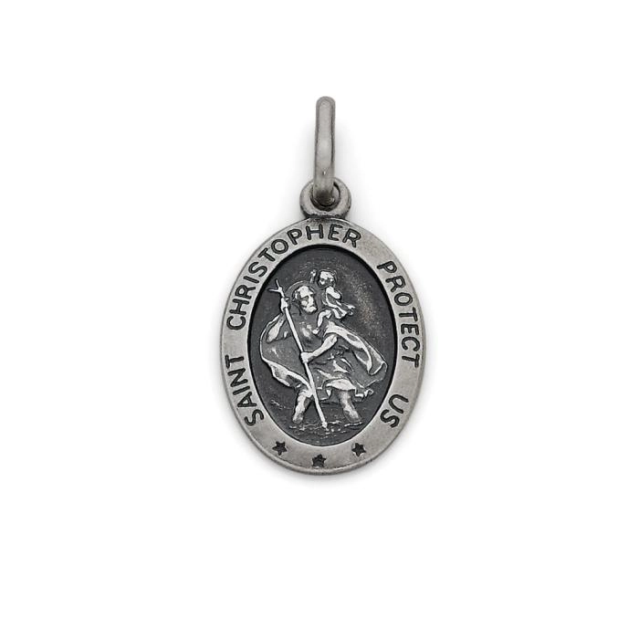 Sterling Silver Oxidise St. Christopher Charm