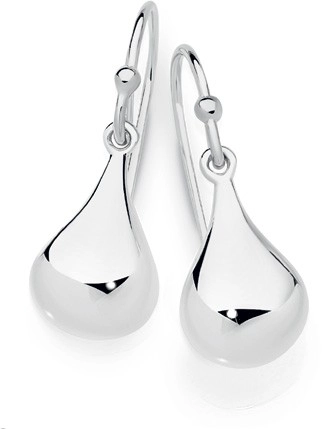 Sterling Silver Wide Pear Hook Earrings