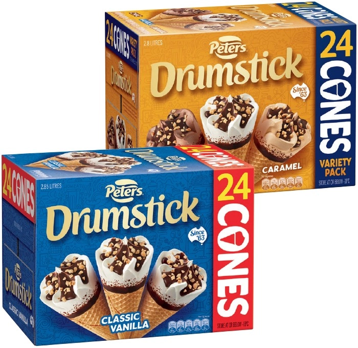 Peters Drumstick Variety Pack, Classic Vanilla or Summer Faves 24 Pack