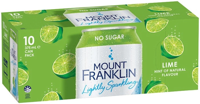 Mount Franklin Lightly Sparkling Water 10x375mL Selected Varieties