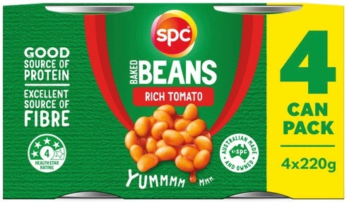 SPC Baked Beans, Spaghetti or Spag‑A‑Saurus 4x220g Selected Varieties