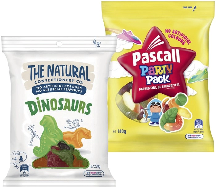 The Natural Confectionery Co. 130-230g, Pascall 150-300g or Sour Patch Kids Bag 190g Selected Varieties