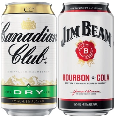 Canadian Club or Jim Beam 4.8% Varieties 10 Pack