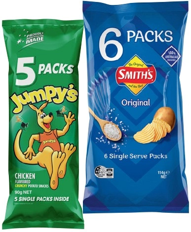 Smith’s, Jumpy’s, Grainwaves or Pringles Multipack 5-6 Pack Selected Varieties