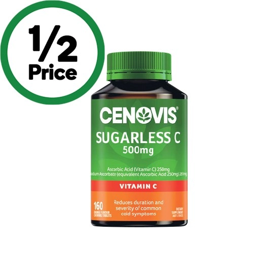 Cenovis Sugarless C 500mg Chewable Tablets Pk 160~