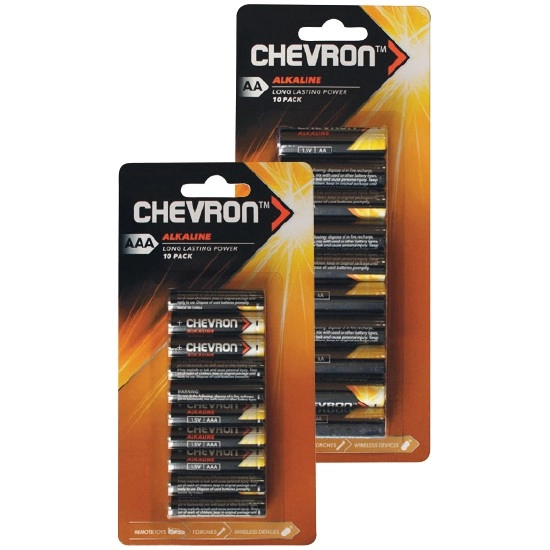 Chevron Alkaline AA or AAA Pk 10