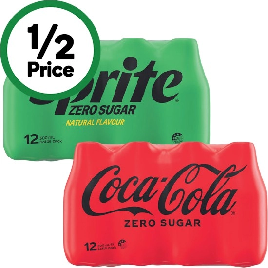 Coca-Cola Classic or Zero Sugar, Fanta Zero Sugar, Sprite Zero Sugar or Coke Vanilla Zero Sugar Soft Drink Varieties 12 x 300ml