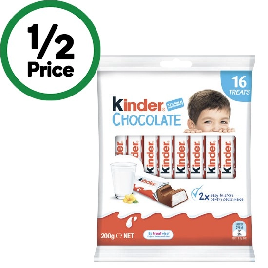 Kinder Chocolate Sharepack 200g Pk 16