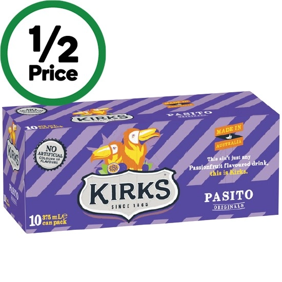 Kirks Soft Drink Can Varieties 10 x 375ml