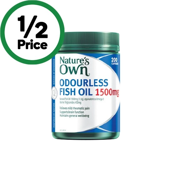 Nature’s Own Odourless Fish Oil 1500mg Pk 200~