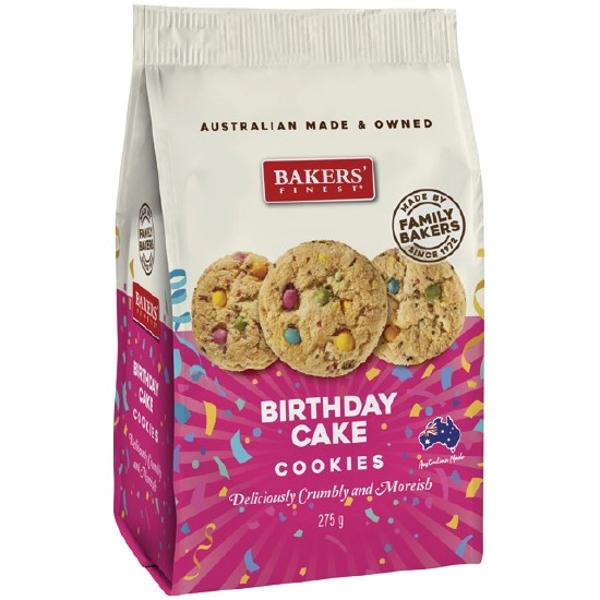 NEW Bakers Finest Birthday Cake Cookies 275g