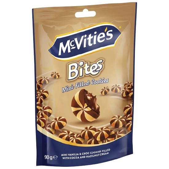 NEW McVitie's Bites Mini Filled Cookies Vanilla & Choc 90g