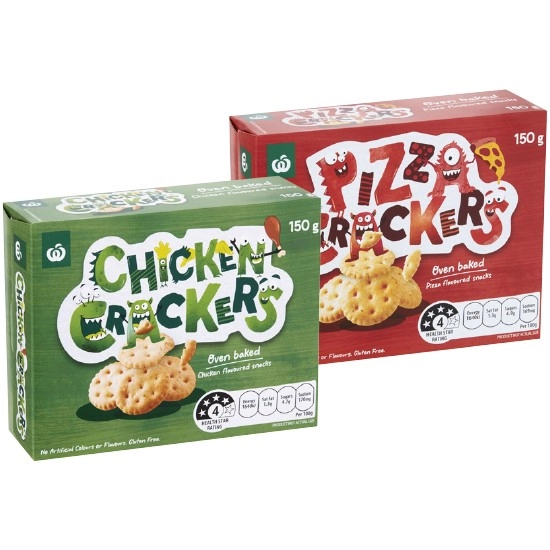 NEW Woolworths Chicken or Pizza Crackers Oven Baked 150g