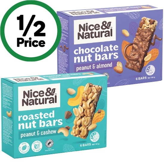 Nice & Natural Nut Bars 180-192g Pk 6