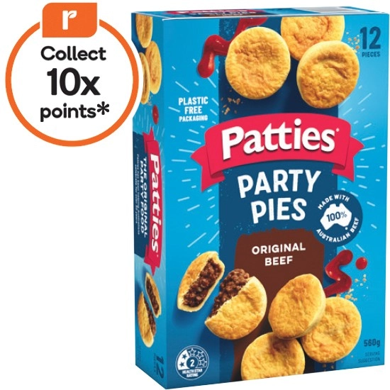 Patties Party Pasties, Pies or Sausage Rolls 450-560g Pk 12