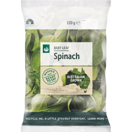 Woolworths Australian Baby Leaf Spinach 120g Pack