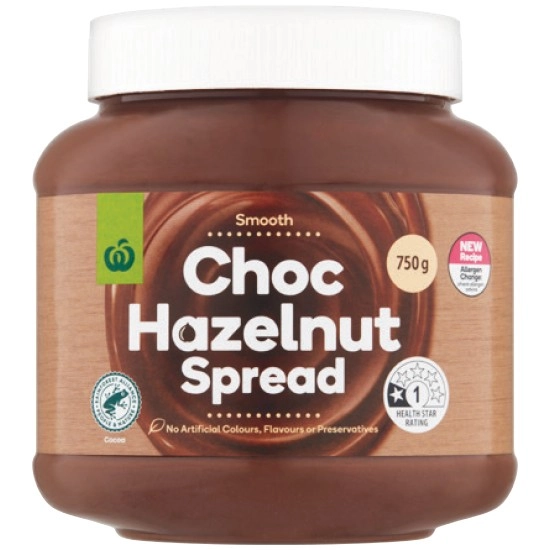 Woolworths Choc Hazelnut Spread 750g