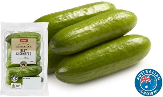 Coles Australian Baby Cucumbers 250g Pack