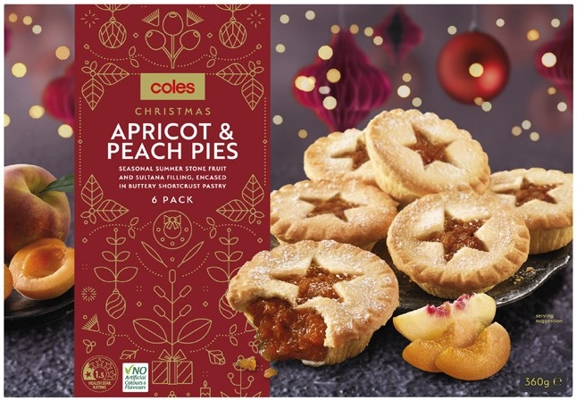 Coles Christmas Apricot & Peach Pies 6 Pack 360g