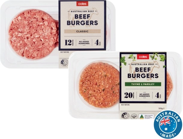 Coles Classic Burgers 400g-500g